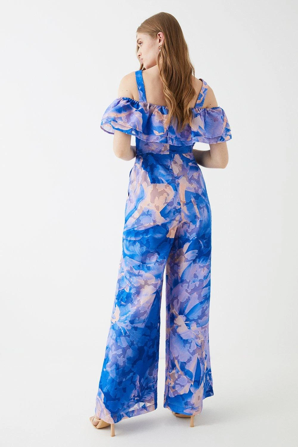 Coast Frill Top Georgette Jacquard Jumpsuit 3 Coast Frill Top Georgette Jacquard Jumpsuit - Image 3