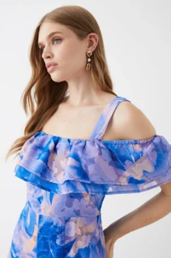 Coast Frill Top Georgette Jacquard Jumpsuit 7 Coast Frill Top Georgette Jacquard Jumpsuit -Coast Shop bcc05722 blue xl 3