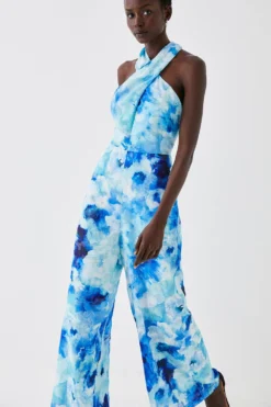 Coast Cross Neck Georgette Jacquard Jumpsuit