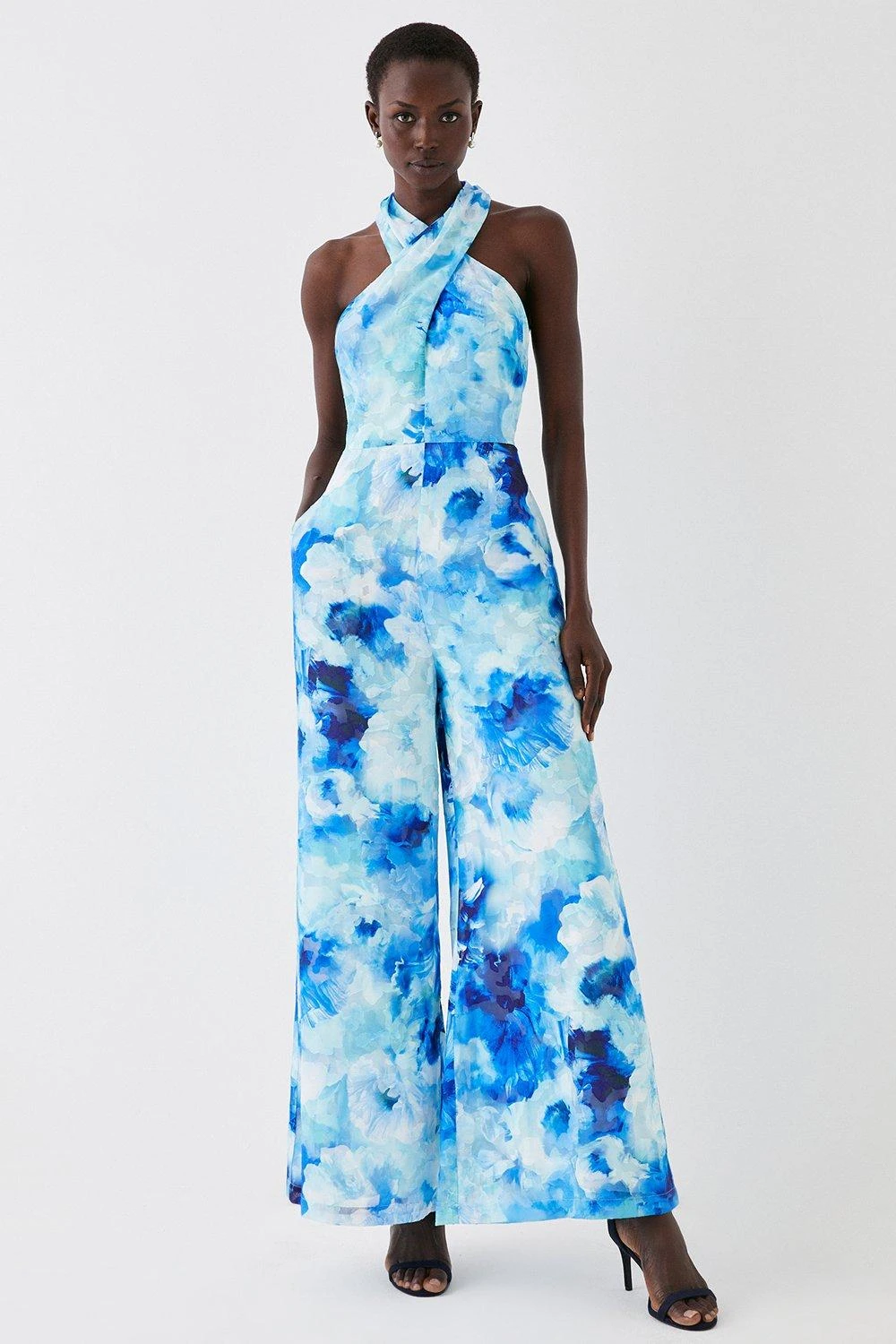 Coast Cross Neck Georgette Jacquard Jumpsuit 2 Coast Cross Neck Georgette Jacquard Jumpsuit - Image 2