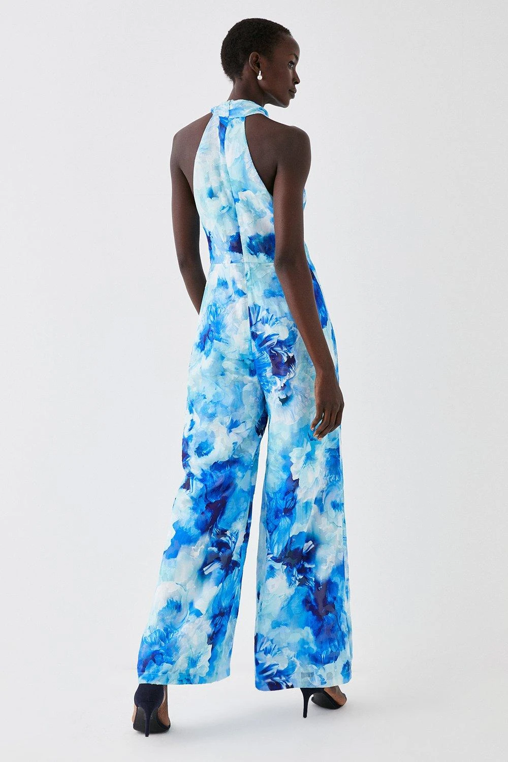 Coast Cross Neck Georgette Jacquard Jumpsuit 3 Coast Cross Neck Georgette Jacquard Jumpsuit - Image 3