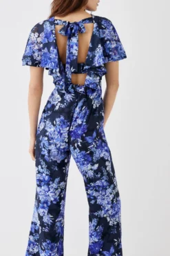 Coast Bow Back Ruffle Shoulder Jumpsuit -Coast Shop bcc05725 blue xl 2