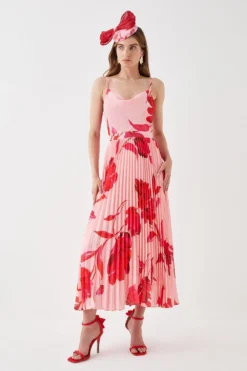 Coast Cowl Neck Pleat Skirt Midi Dress