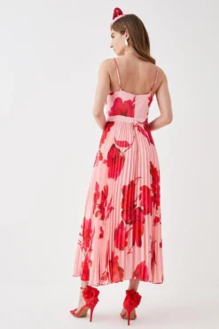 Coast Cowl Neck Pleat Skirt Midi Dress -Coast Shop bcc05749 multi xl 2