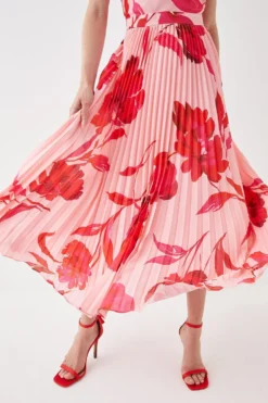 Coast Cowl Neck Pleat Skirt Midi Dress -Coast Shop bcc05749 multi xl 3