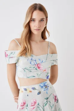 Coast The Collector Tuck Off Shoulder Print Top