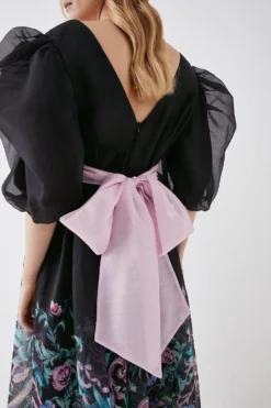 Coast The Collector Organza Puff Sleeve Dress With Tie Back -Coast Shop bcc05769 black xl 3