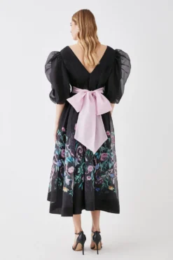 Coast The Collector Organza Puff Sleeve Dress With Tie Back -Coast Shop bcc05769 black xl 4