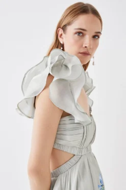 Coast The Collector Glossy Organza Cut Out Back Dress -Coast Shop bcc05792 green xl 2