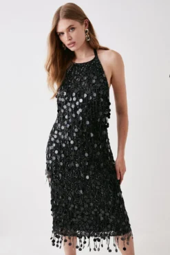 Coast Disc Sequin Halterneck Midi Dress