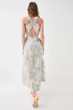 Coast Cross Back Jacquard Dress -Coast Shop bcc05826 cream xl 2