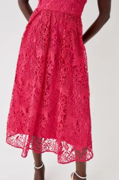 Coast Plunge Neck Midi Dress In Lace -Coast Shop bcc05830 magenta xl 2