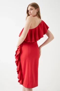 Coast Scuba Ruffle One Shoulder Pencil Dress -Coast Shop bcc05864 peach xl 2