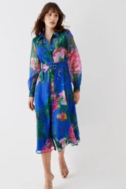 Coast Printed Organza Shirt Dress