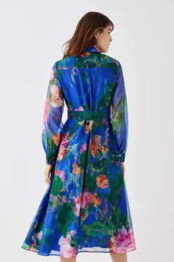 Coast Printed Organza Shirt Dress -Coast Shop bcc05866 blue xl 4