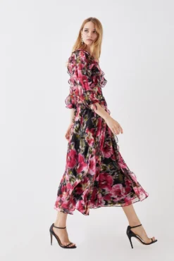 Coast Fluid Ruffle Chiffon Midi Dress