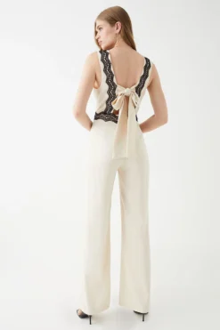 Coast V Neck Jumpsuit With Lace Trim -Coast Shop bcc05875 cream xl 2