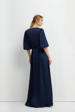 Coast Puff Sleeve Satin Wrap Bridesmaids Dress -Coast Shop bcc05905 navy xl 3 scaled