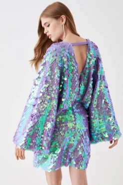 Coast Statement Sequin Kimono Mini Dress -Coast Shop bcc05909 ice20lilac xl 2