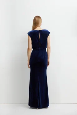 Coast Blouson Waist Velvet Bridesmaids Maxi Dress -Coast Shop bcc05911 navy xl 3