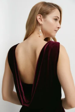 Coast Cowl Back Velvet Bridesmaids Maxi Dress -Coast Shop bcc05912 malbec xl 2
