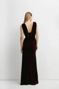 Coast Cowl Back Velvet Bridesmaids Maxi Dress -Coast Shop bcc05912 malbec xl 3