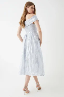 Coast Organza Jacquard Bardot Midi Dress -Coast Shop bcc05941 silver xl 2