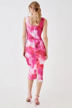 Coast Printed Bow Scuba Pencil Dress 6 Coast Printed Bow Scuba Pencil Dress -Coast Shop bcc05966 pink xl 2
