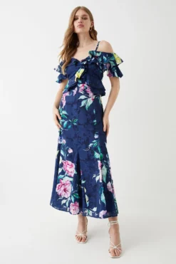 Coast Georgette Jacquard Frill Midi Dress