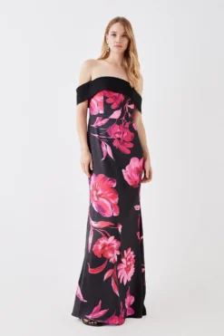 Coast Sketchy Floral Satin Ball Gown