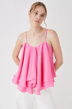 Coast Hot Pink Ruffle Hem Cami Top