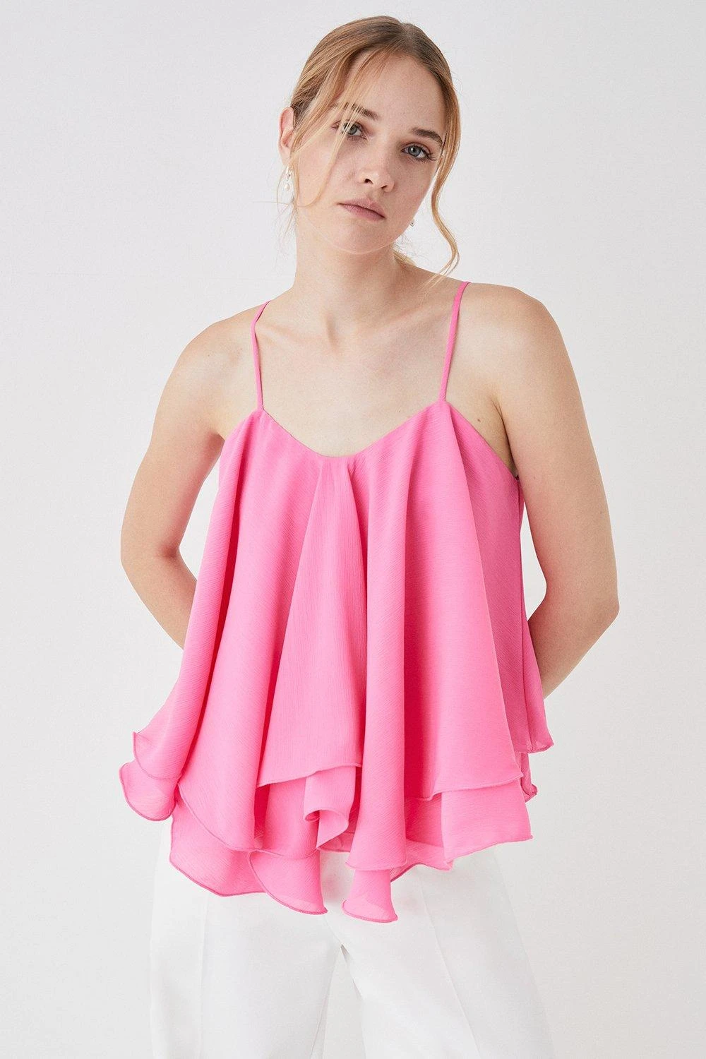 Coast Hot Pink Ruffle Hem Cami Top 1 Coast Hot Pink Ruffle Hem Cami Top