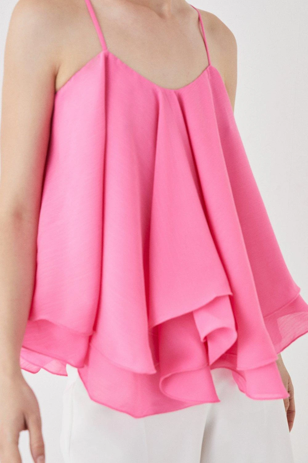 Coast Hot Pink Ruffle Hem Cami Top 2 Coast Hot Pink Ruffle Hem Cami Top - Image 2