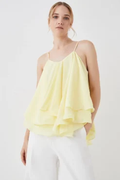 Coast Yellow Ruffle Hem Cami Top